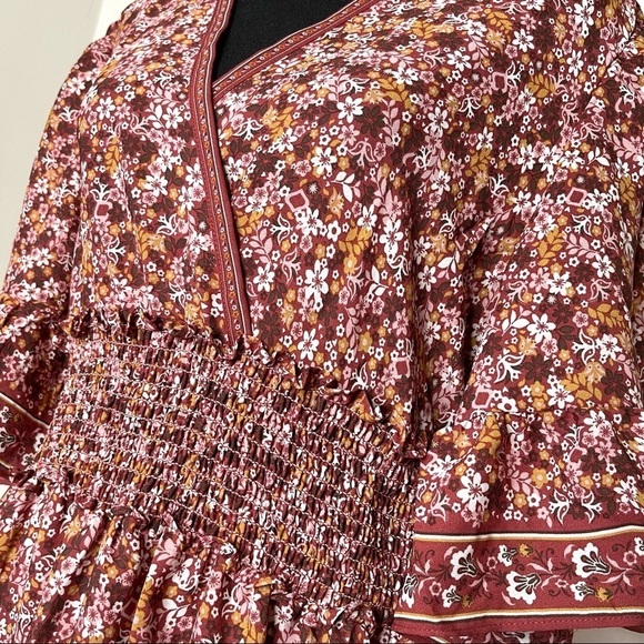 🔥 Max Studio Floral Flutter Boho Prairie Surplice Dress L New - Picture 3 of 13